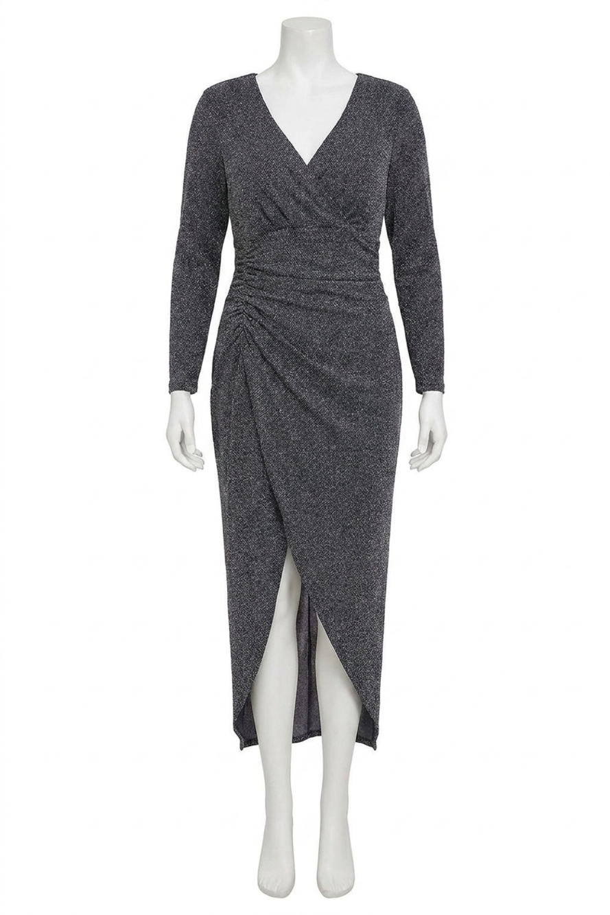 NEW VINCE CAMUTO metallic long sleeve dress in navy/silver